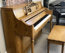 Charles R Walter console piano, oak